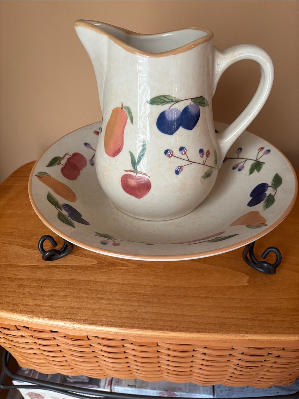 Longaberger Fruit Medley Pitcher and Bowl Set